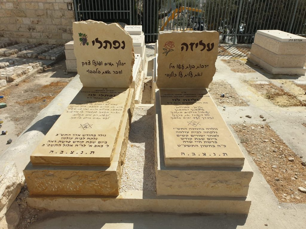 מצבה כפולה עם גב לכל מצבה